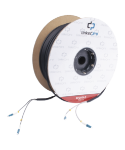 Spool of Single-mode Optical Fiber with LC-LC Duplex Connectors, Kevlar Reinforced, 200 meters in length
