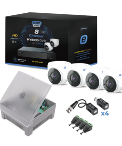 TurboHD KIT: 8-Channel DVR, 2 Plastic Turret Cameras, 4 Metal Turret Cameras, Transceivers, Connectors, Power Supplies
