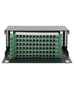 Fiber Optic Distributor, empty, 19in, Accepts 72 Adapters "LC Duplex" or "LC Simplex" or 48 "SC" Simplex, 4U